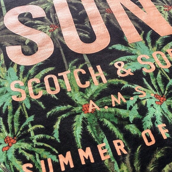 Scotch & Soda All Over Palm Tree Print French Terry Pullover Green Hoodie (M) - Picture 5 of 16